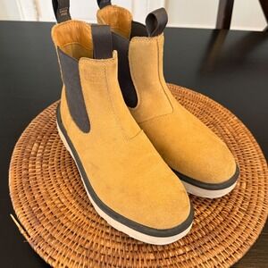 Sorel Out N About III Chelsea Waterproof Suede Boots Mustard Yellow Women